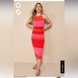 Lulus color block halter midi dress